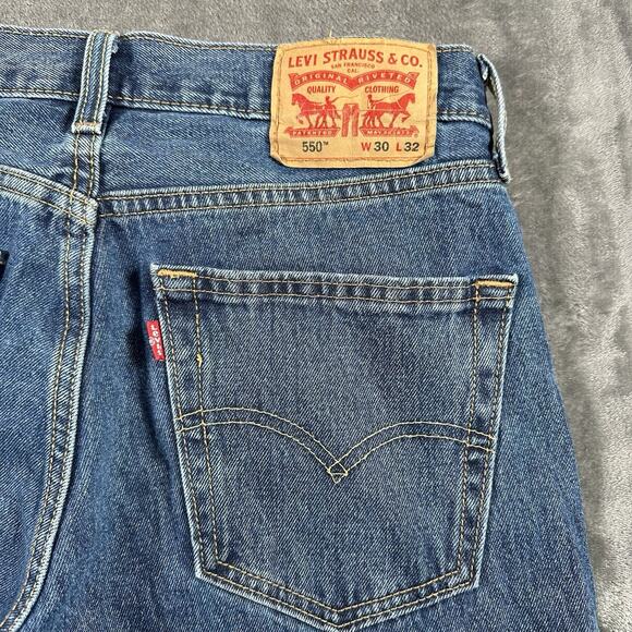 Levis 550 Jeans‎ Mens 30x32 Blue Dark Wash Relaxed Fit Cowboy Biker Worker Denim - Picture 8 of 14